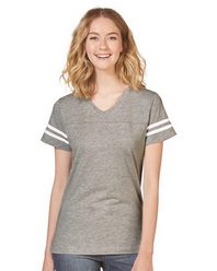 LAT 3537 Women's Football V-Neck Fine Jersey Tee