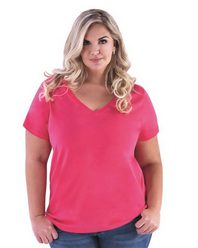 LAT 3807 Curvy Collection Women's V-Neck Tee